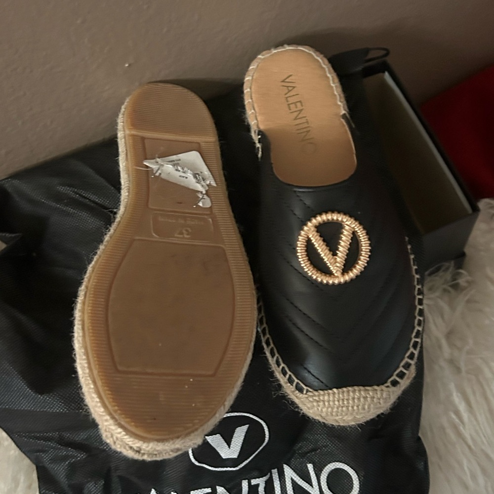 Valentino Black Espadrilles with Gold Detail - Picture 2 of 4
